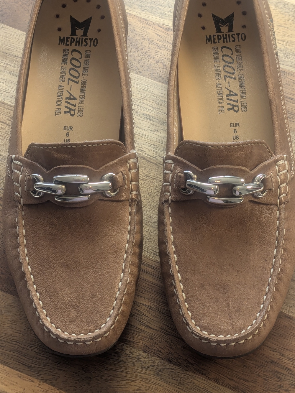 Mephisto Cool-Air Leather Bit Loafers Brown Comfort Driving Shoes US 8.5
